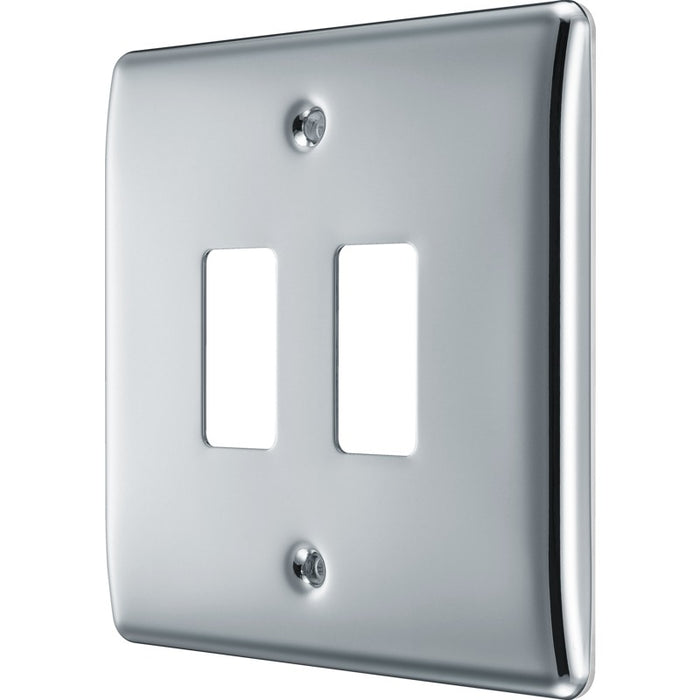 BG RNPC2 Nexus Metal 2G Grid Front Plate - Polished Chrome - westbasedirect.com