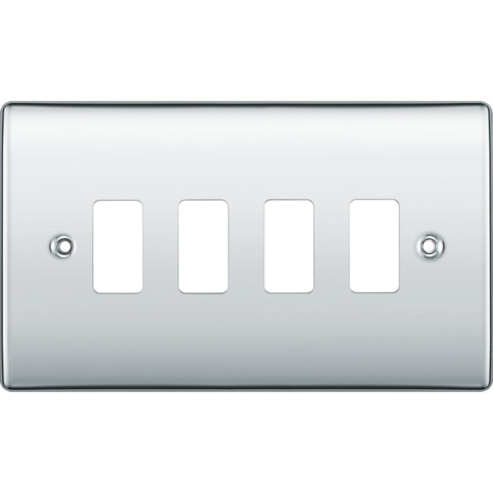 BG RNPC4 Nexus Metal 4G Grid Front Plate - Polished Chrome - westbasedirect.com
