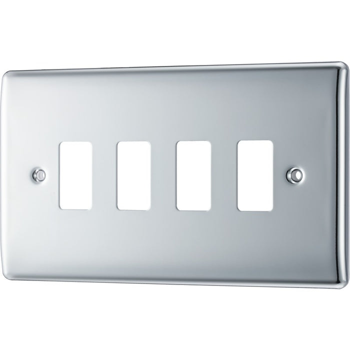 BG RNPC4 Nexus Metal 4G Grid Front Plate - Polished Chrome - westbasedirect.com