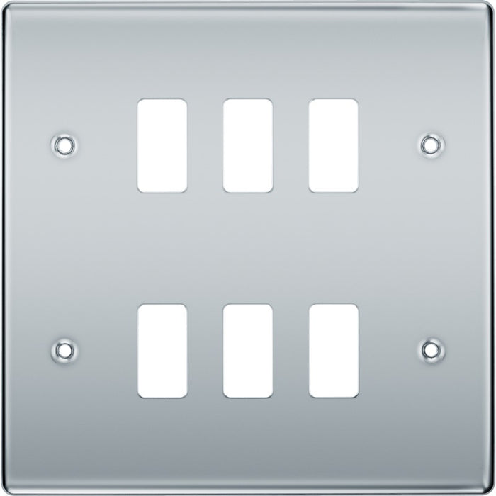 BG RNPC6 Nexus Metal 6G Grid Front Plate - Polished Chrome - westbasedirect.com