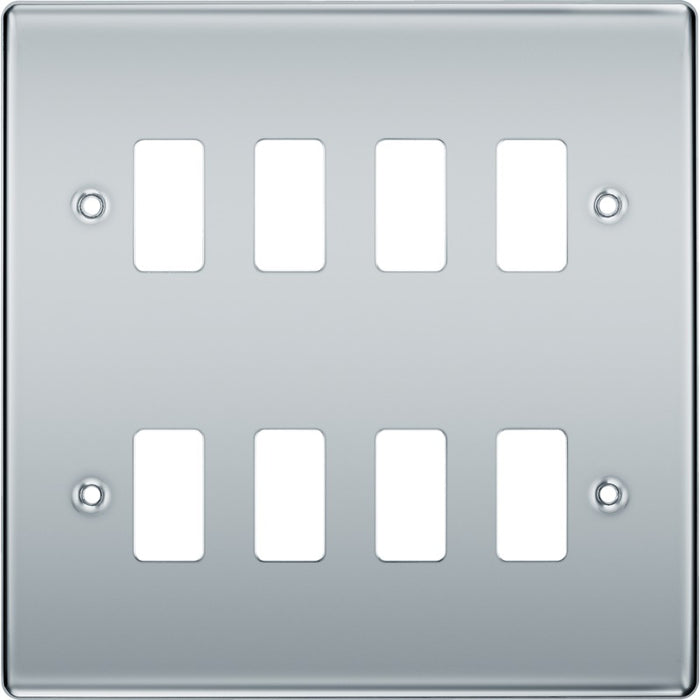 BG RNPC8 Nexus Metal 8G Grid Front Plate - Polished Chrome - westbasedirect.com