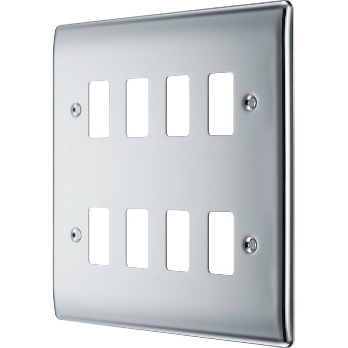 BG RNPC8 Nexus Metal 8G Grid Front Plate - Polished Chrome - westbasedirect.com