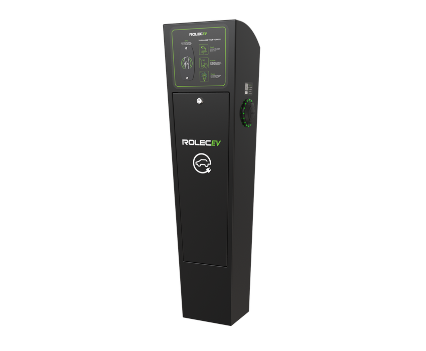 Rolec ROLEC0021B AutoCharge Smart EV Charging Pedestal - 2x up to 7.4kw Type 2 Sockets - Black - westbasedirect.com