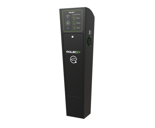 Rolec ROLEC0023B AutoCharge Smart EV Charging Pedestal - 2x up to 22kW 3PH Type 2 Sockets - Black - westbasedirect.com