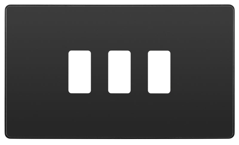 BG Evolve RPCDBC3B 3G Grid Front Plate - Black Chrome (Black) - westbasedirect.com