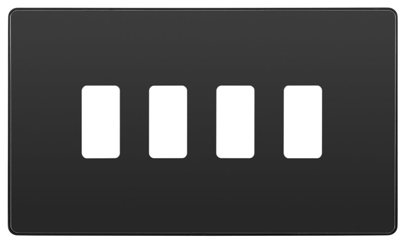 BG Evolve RPCDBC4B 4G Grid Front Plate - Black Chrome (Black) - westbasedirect.com