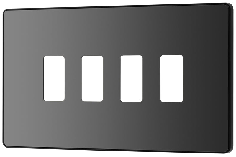 BG Evolve RPCDBC4B 4G Grid Front Plate - Black Chrome (Black) - westbasedirect.com