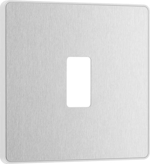 BG Evolve RPCDBS1W 1G Grid Front Plate - Brushed Steel (White) - westbasedirect.com