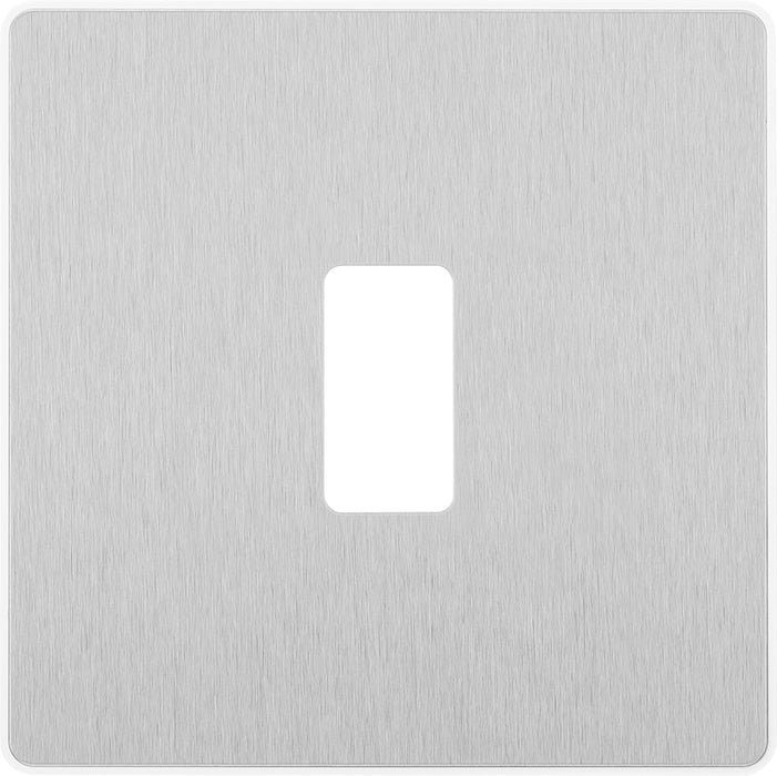 BG Evolve RPCDBS1W 1G Grid Front Plate - Brushed Steel (White) - westbasedirect.com