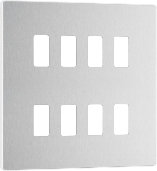 BG Evolve RPCDBS8W 8G Grid Front Plate - Brushed Steel (White) - westbasedirect.com