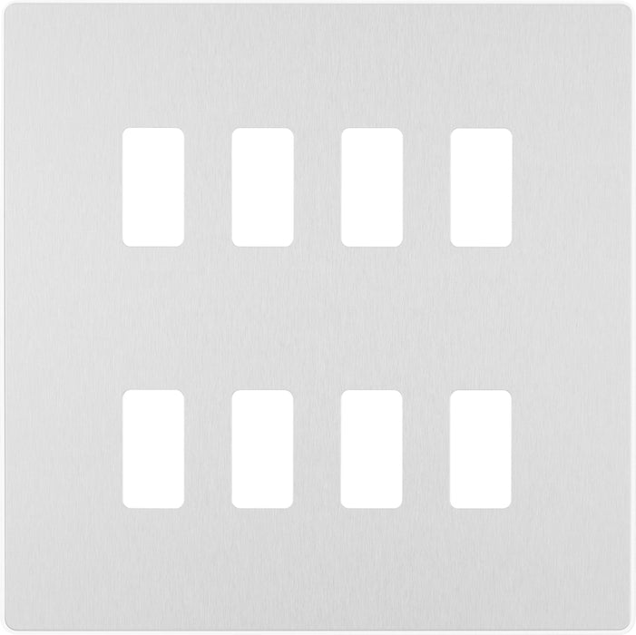 BG Evolve RPCDBS8W 8G Grid Front Plate - Brushed Steel (White) - westbasedirect.com