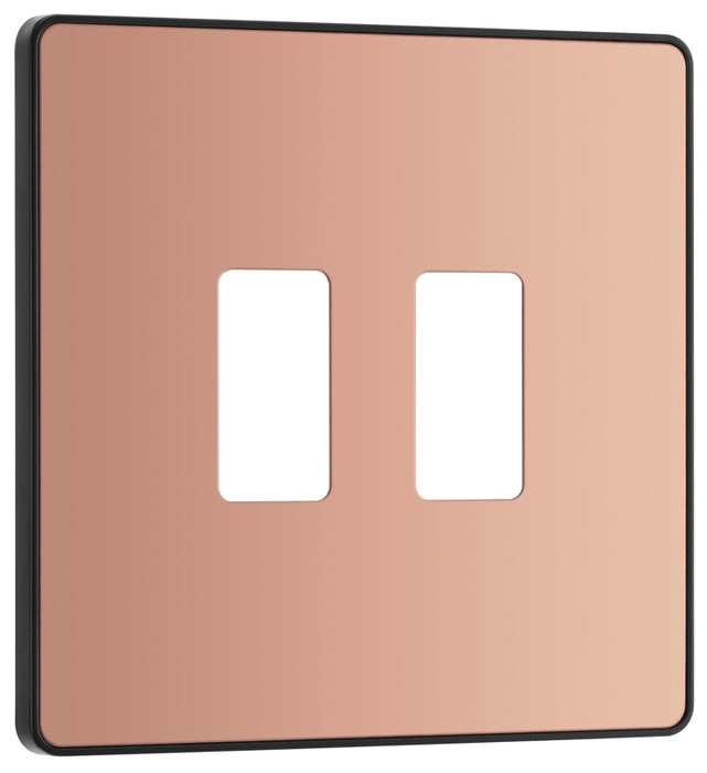 BG Evolve RPCDCP2B 2G Grid Front Plate - Polished Copper (Black) - westbasedirect.com
