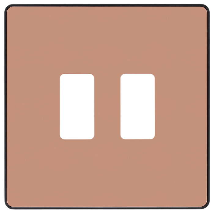 BG Evolve RPCDCP2B 2G Grid Front Plate - Polished Copper (Black) - westbasedirect.com