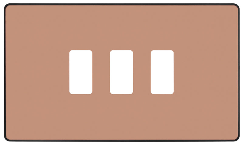 BG Evolve RPCDCP3B 3G Grid Front Plate - Polished Copper (Black) - westbasedirect.com