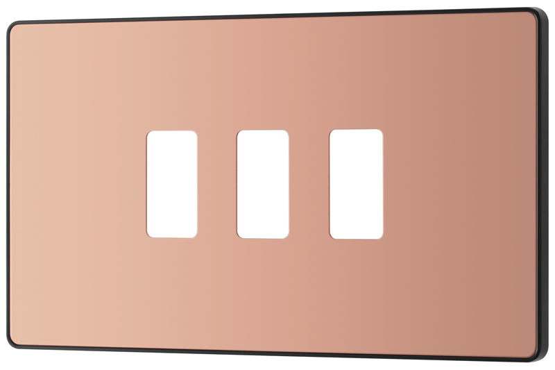 BG Evolve RPCDCP3B 3G Grid Front Plate - Polished Copper (Black) - westbasedirect.com
