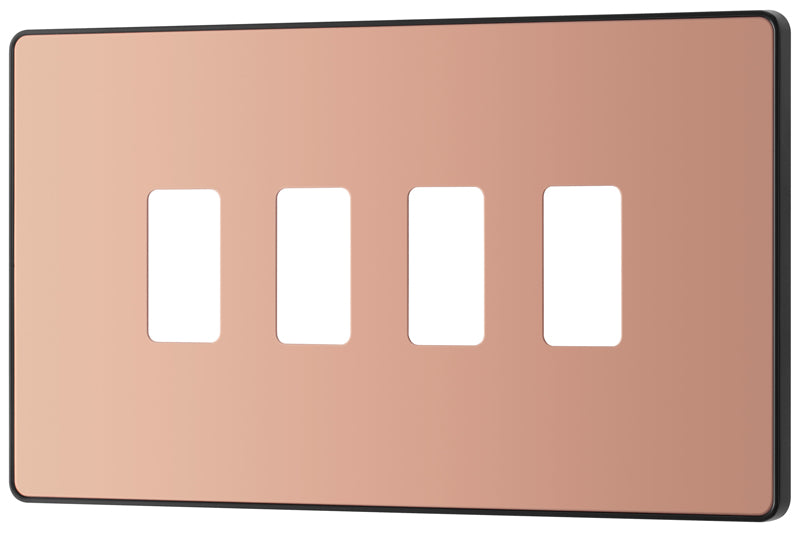 BG Evolve RPCDCP4B 4G Grid Front Plate - Polished Copper (Black) - westbasedirect.com