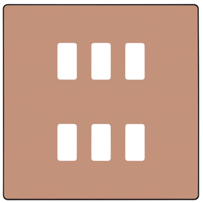 BG Evolve RPCDCP6B 6G Grid Front Plate - Polished Copper (Black) - westbasedirect.com