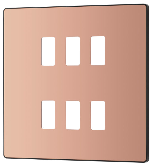 BG Evolve RPCDCP6B 6G Grid Front Plate - Polished Copper (Black) - westbasedirect.com