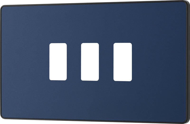 BG Evolve RPCDDB3B 3G Grid Front Plate - Matt Blue (Black) - westbasedirect.com