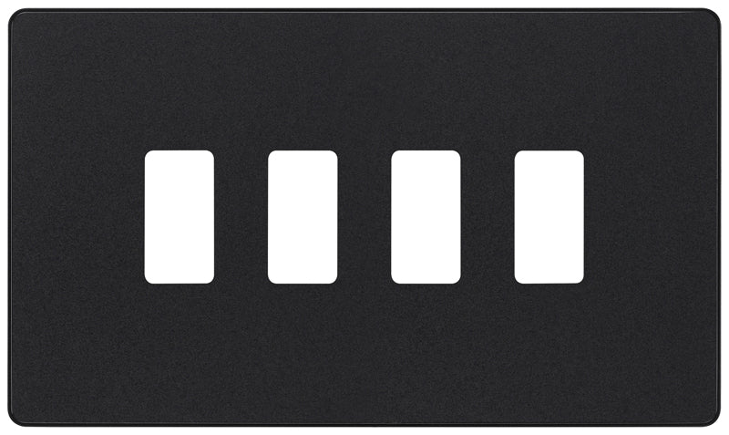 BG Evolve RPCDMB4B 4G Grid Front Plate - Matt Black (Black) - westbasedirect.com