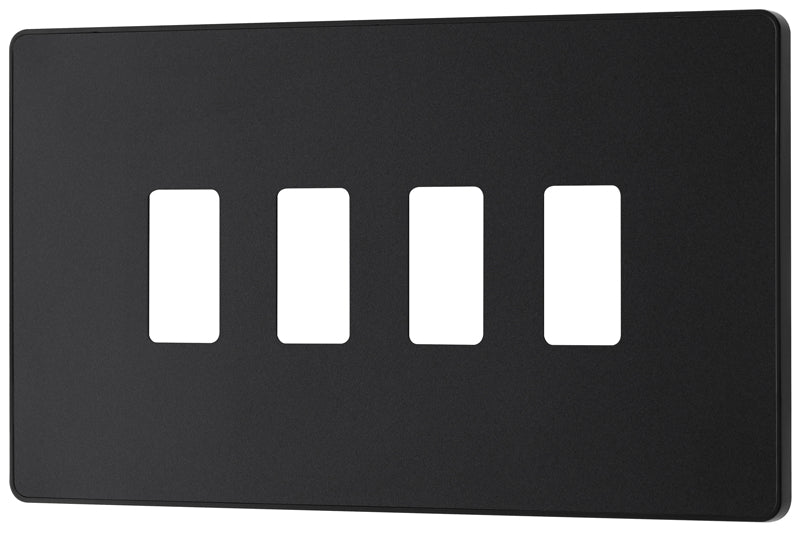 BG Evolve RPCDMB4B 4G Grid Front Plate - Matt Black (Black) - westbasedirect.com