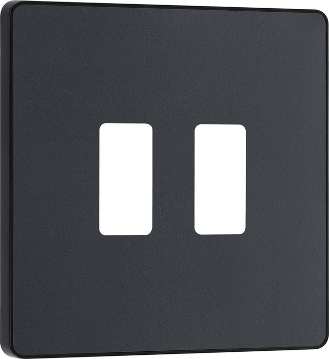 BG Evolve RPCDMG2B 2G Grid Front Plate - Matt Grey (Black) - westbasedirect.com