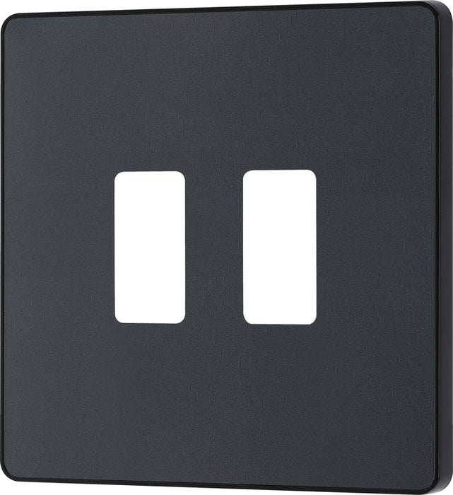 BG Evolve RPCDMG2B 2G Grid Front Plate - Matt Grey (Black) - westbasedirect.com