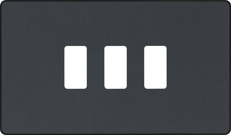 BG Evolve RPCDMG3B 3G Grid Front Plate - Matt Grey (Black) - westbasedirect.com