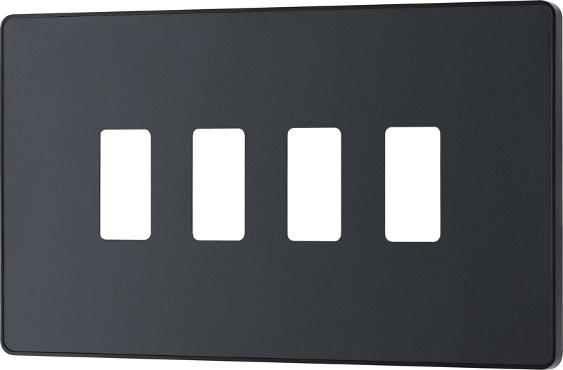 BG Evolve RPCDMG4B 4G Grid Front Plate - Matt Grey (Black) - westbasedirect.com