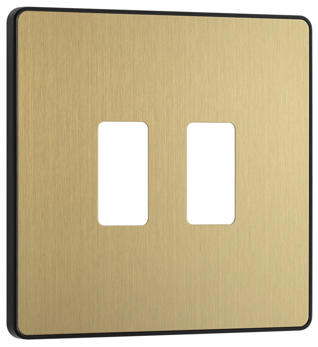 BG Evolve RPCDSB2B 2G Grid Front Plate - Satin Brass (Black) - westbasedirect.com