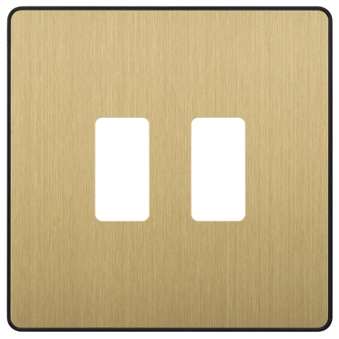 BG Evolve RPCDSB2B 2G Grid Front Plate - Satin Brass (Black) - westbasedirect.com