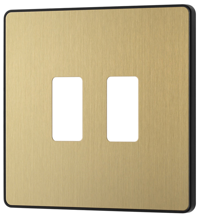 BG Evolve RPCDSB2B 2G Grid Front Plate - Satin Brass (Black) - westbasedirect.com