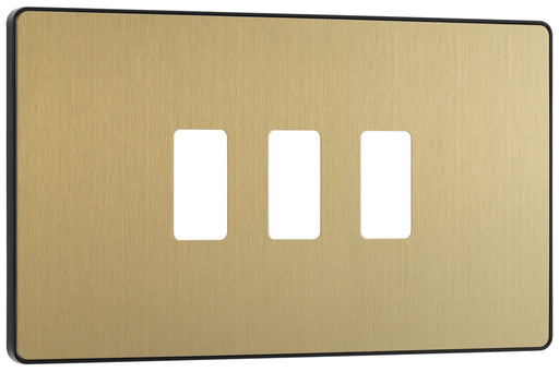 BG Evolve RPCDSB3B 3G Grid Front Plate - Satin Brass (Black) - westbasedirect.com