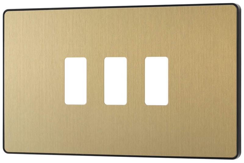 BG Evolve RPCDSB3B 3G Grid Front Plate - Satin Brass (Black) - westbasedirect.com