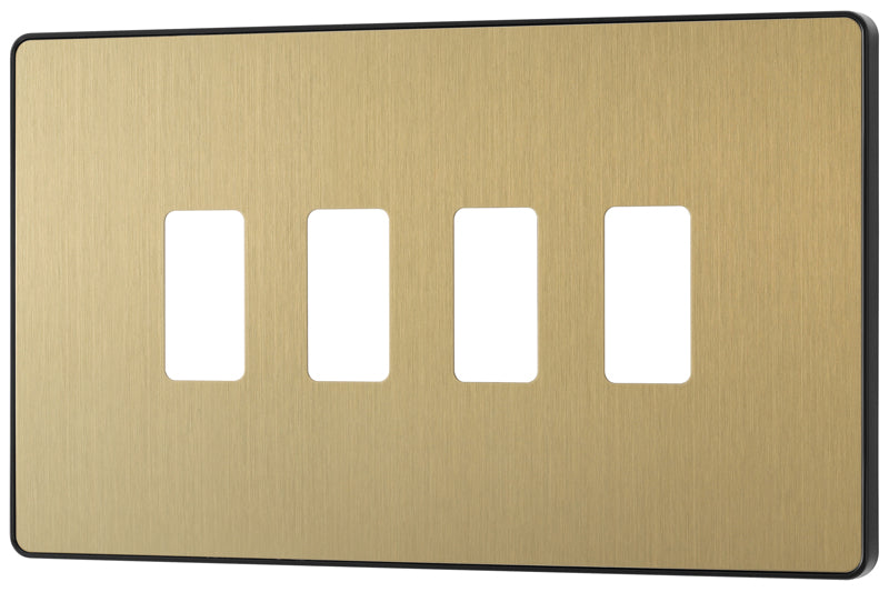 BG Evolve RPCDSB4B 4G Grid Front Plate - Satin Brass (Black) - westbasedirect.com