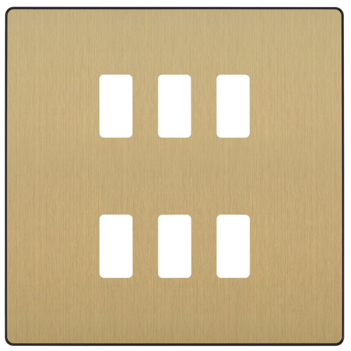BG Evolve RPCDSB6B 6G Grid Front Plate - Satin Brass (Black) - westbasedirect.com