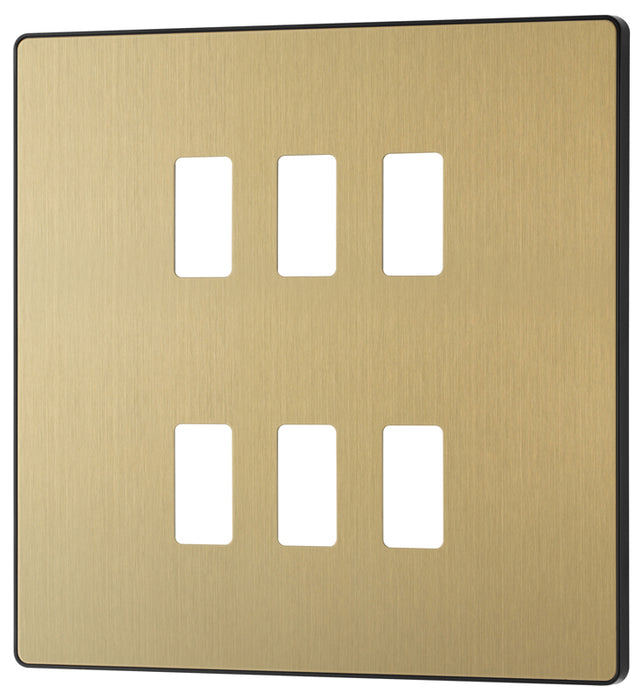 BG Evolve RPCDSB6B 6G Grid Front Plate - Satin Brass (Black) - westbasedirect.com