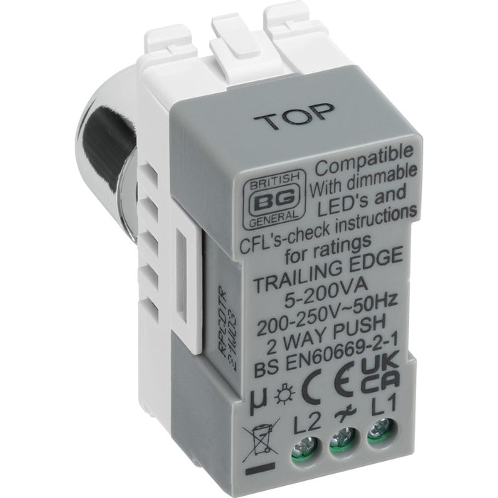 BG RPCDTR Nexus Grid Dimmer 2-Way 200W Trailing Edge - Polished Chrome - westbasedirect.com