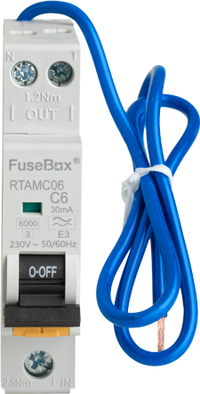 FuseBox RTAMC06 6A Double Pole C Curve 6kA 30mA Type A Mini RCBO