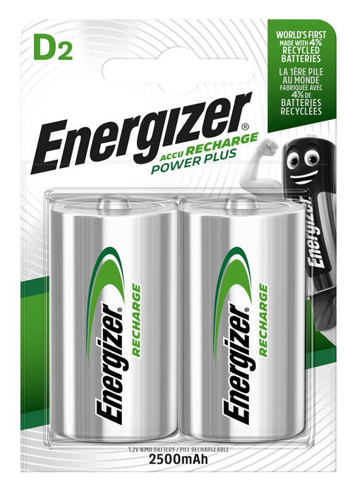 Energizer E300783500 Rech. Power Plus D 2500mAh | 2 Pack - westbasedirect.com