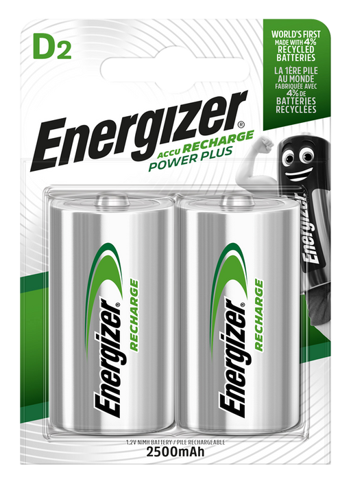 Energizer E300783500 Rech. Power Plus D 2500mAh | 2 Pack - westbasedirect.com