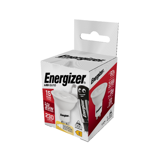 Energizer 3.1W 230lm GU10 Spotlight LED Bulb Warm White 3000K - westbasedirect.com