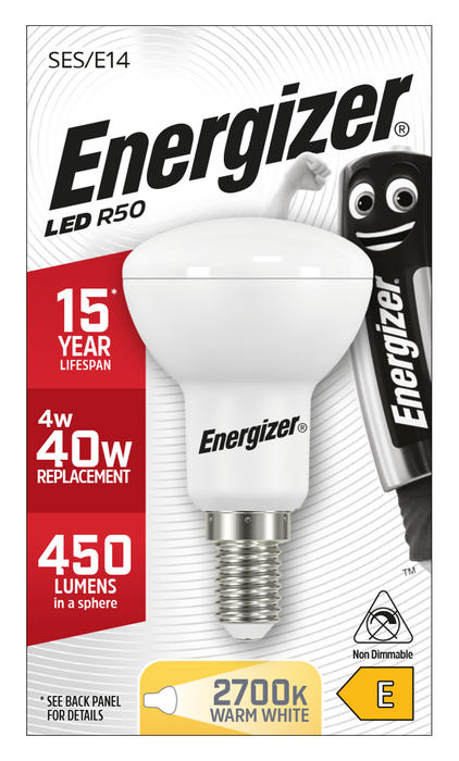 Energizer 6.2W 450lm E14 SES R50 High Tech LED Bulb Warm White 2700K - westbasedirect.com