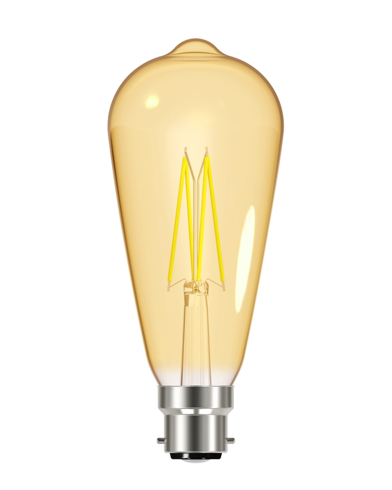 Energizer 5W 470lm B22 BC ST64 Filament Gold LED Bulb Warm White 2700K - westbasedirect.com