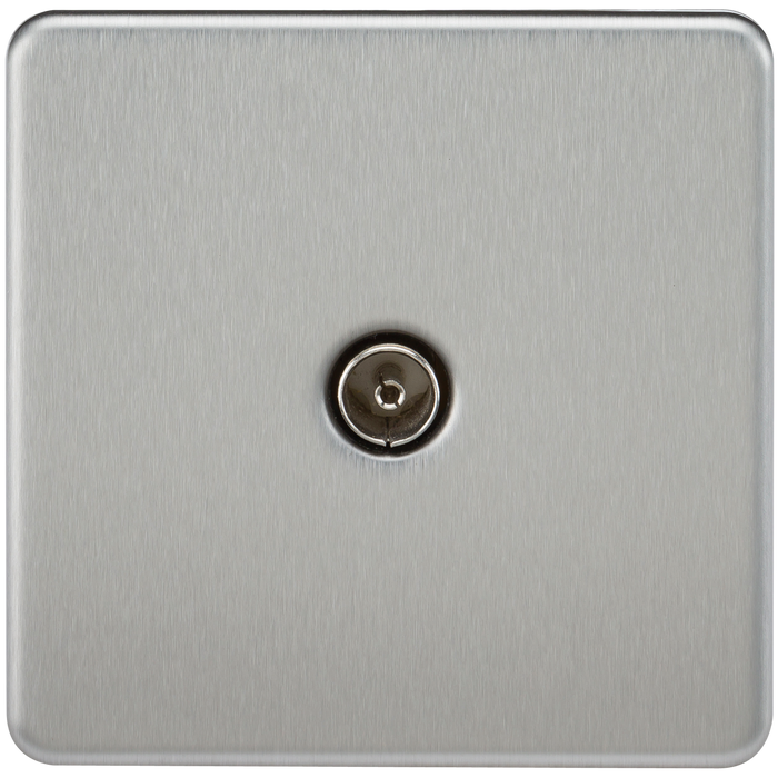Knightsbridge SF0100BC Screwless 1G TV Outlet (Non-Isolated) - Brushed Chrome - westbasedirect.com