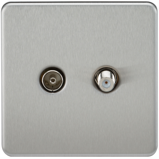 Knightsbridge SF0140BC Screwless TV & SAT TV Outlet (Isolated) - Brushed Chrome - westbasedirect.com