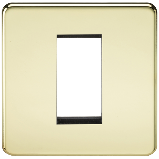 Knightsbridge SF1GPB Screwless 1G Modular Faceplate - Polished Brass - westbasedirect.com