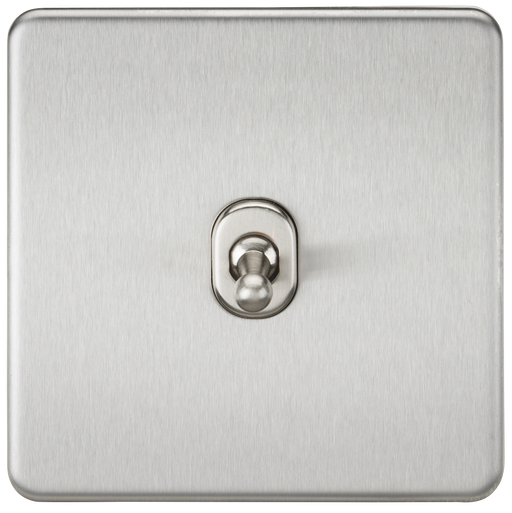 Knightsbridge SF1TOGBC Screwless 10AX 1G 2-Way Toggle Switch - Brushed Chrome - westbasedirect.com