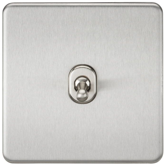 Knightsbridge SF1TOGBC Screwless 10AX 1G 2-Way Toggle Switch - Brushed Chrome - westbasedirect.com
