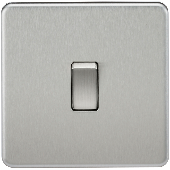 Knightsbridge SF2000BC Screwless 10AX 1G 2-Way Switch - Brushed Chrome - westbasedirect.com